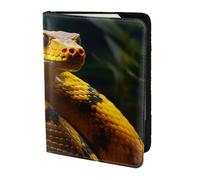 Yellow Snake Print 5.5 Inch Passport For Men And Women Lightweight Stylish Travel Document Wallet, Black, One Size
