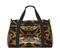 Yellow Snake Print Everyday Use Travel Duffle Bag Large Capacity Travel Bag Stylish Functional Bag, Black, One Size