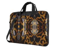 Yellow snake print laptop bag, adjustable shoulder strap and hidden handle, simplify your everyday, Black/White, 14 inch