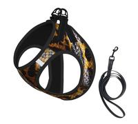 Yellow Snake Print Small Dog Harness And Leash Set, Adjustable Soft Vest With 360° Reflective Straps For Cats Puppy
