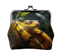 Yellow Snake Print Vintage Leather Change Purse Elegant Small Coin Purse for Women Coin Pouch Wallet Mini