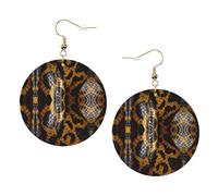 Yellow Snake Printed Faux Leather Earrings Set For Women, 1 Pair Lightweight Dangle Drop Pierced Earrings Jewelry Gifts For Women