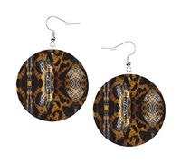 Yellow Snake Printed Faux Leather Earrings Set For Women, 1 Pair Lightweight Dangle Drop Pierced Earrings Jewelry Gifts For Women