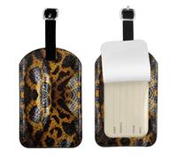 Yellow Snake Printed Leather Luggage Tag, Durable Baggage Identifier, Soft PU ID Label, for Business Travel