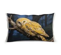 Yellow Snowy Owl Lumbar Throw Pillow Covers 8"x12" Decorative Rectangle Pillowcase with Hidden Zipper Pillow Case Soft Cushion Cover for Couch Bedroom Living Room Only Cover No Insert