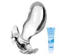 Yellow Soft Silicone Anal Plug, and Anal Dilator with Handle, Suitable for Men and Women, Provides A Great Experience for Masturbation and Prostate Massage, BDSM Sex Toy for Couples (Transparent S)