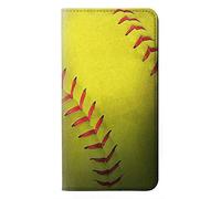 Yellow Softball Ball PU Leather Flip Case Cover For Motorola Moto E6 Plus, Moto E6s
