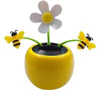Yellow Solar Dancing Flowers Shaking Head Car Ornaments - Solar Powered Car Toy Solar Flowers Shaking Head Dancing Toy Figurine Statue Car Dash Board Ornaments For Desk Decoration