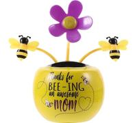 Yellow Solar Powered Dancing Flower, Car Dashboard Decoration Swing Flowerpot Windowsill Bee Figurines No Battery Required Gift for Car Dashboard Office Desk Sunflower Dashboard Figurines and Idols