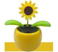 Yellow Solar Powered Dancing Flower, Plastic Solar Dancing Flowers Shaking Head Novelty Car Ornaments Solar Powered Car Toy for Car Office Desk Decoration