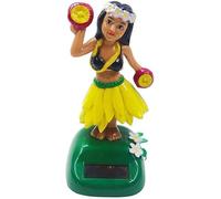 Yellow Solar Powered Hula Girl Dancing Figures Decoration Swinging Hawaiian Girl Doll Car Dashboard Ornaments for Car Interior Home Party Decor Learning Education