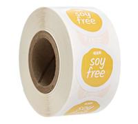 Yellow Soy Free Stickers / 500 Small 1" White Gloss Circle Labels/Chic Matte Gold No Soy Food Safety Seals with Modern Aesthetic/Made in The USA