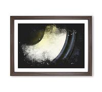Yellow Speaker Paint Splash Framed Print | A2 Walnut Framed Wall Art | Ready to Hang | Modern Nature Picture | Living Room Bedroom Lounge Office