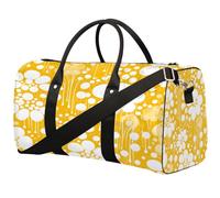 Yellow Spotted Flower Foldable Travel Duffle Bag Waterproof Sports Gym Bag with Shoulder Straps