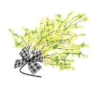 Yellow Spring Flower Swag with Bow, Hanging Ornament | Fabric and Plastic Construction, Lifelike Blossoms, Reusable Accent for Hooks, Wardrobe Doors, Home Interiors and Event