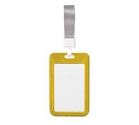 Yellow Square Grid Simple Minimalist Abstract Sliding Id Badge Holder Hard Plastic Work Card Case Name Tag Protector for Nurses Office