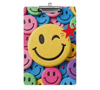 Yellow Star Happy Face Clipboard,Decorative Clip Board Acrylic Clipboards with Low Profile Metal Clip for Office,Teachers,Standard Letter Size 8.5x12.5