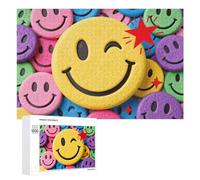 Yellow Star Happy Face Jigsaw Puzzle 1000 PCS Challenging Fun Puzzles Wooden Jigsaw Puzzles for Adults Families
