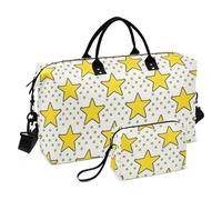 Yellow Stars Dot Yellow Decorative Overnight Weekender Bags Gym Tote Bag with Toiletry Bag for Trip Foldable Bolsa de para Mujer