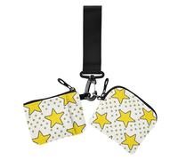 Yellow Stars Dot Yellow Dual Coin Purse Credit Card Holder Wallet Slim Detachable Key Chain Wallet Change Purse with Keychain for Woman 2 Packs, yellow stars dot yellow, One Size, Casual
