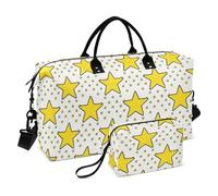 Yellow Stars Dot Yellow Duffel Bag Large Carry On Airport Bag Sports Tote Gym Bag with Toiletry Bag for Business Trips 2 Pcs Set bolsas Grandes para Mujer