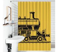 Yellow Steam Train Bathroom Shower Curtains Waterproof Bath Curtain with 12 Hooks 7 Rust Proof Metal Grommets Holes Washable Fabric Cloth Rain Curtain Cover Bathtub Shower Enclosure Decor 48x72