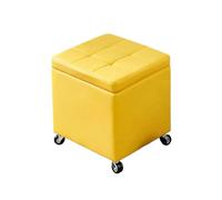 Yellow Storage Ottoman with Wheels - Upholstered Rectangle Foot Rest Stool for Living Room Bedroom Dorms & Apartments - 39.4" x 15.7" x 18.1"