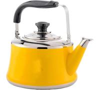 Yellow Stovetop Tea Kettle, 2 L Cute Tea Pot, Stainless Steel Whistling Teapot for Gas Hobs, Induction and Electric Hobs