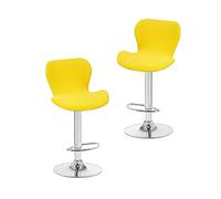 Yellow Stretch Bar Stool Covers 2 Pcs - Swivel Chair Slipcovers for Short Back Stools, Kitchen & Pub Protector, Ideal for Office & Hotel Counter Use