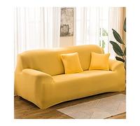 Yellow Stretchable Sofa Cover No Armrest 2-Seater Corner Couch Protector Decorative Slipcover for Living Room Polyester Fabric Universal Fit Easy to Clean