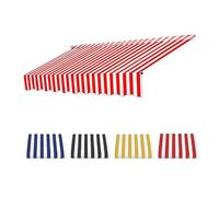 Yellow Striped Garden Awning Replacement Fabric - Waterproof UV-Resistant 4m Front Cover for Restaurant Shop Door Market - Frameless Design