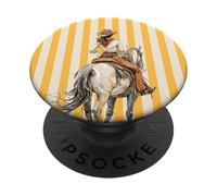 Yellow Stripes Coastal Cowgirl Riding Horse Rodeo Aesthetic PopSockets Adhesive PopGrip