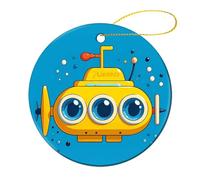 Yellow Submarine Christmas Ornament Round Ceramic Ornaments for Christmas Tree Hanging Ornaments with Gold Ribbon Home Decoration 2024 Gifts for Christmas Tree Decorations