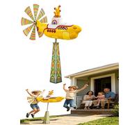 Yellow Submarine Wind Spinner, Rotating Submarines Yard Spinners with Spin Blades, Submarine Wind Spinner Outdoor Garden Decor, Heavy Duty Metal Kinetic Windmill, UV-Resistant Non-Fading (A)