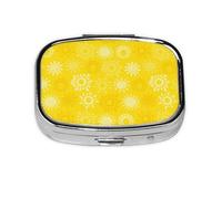 Yellow Sun Hand Nature,Meta Pill Box 2 Compartment Medicine Case,Portable Organizer