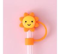 Yellow Sun Straw Cover for Stanley 40&30 Oz Cup,8mm Silicone Straw Covers Cap for Stanley Cup Accessories, Cute Straw Topper for Tumblers,Straw Cap Stopper for Reusable Straws Tip Lids,Reusable Straws