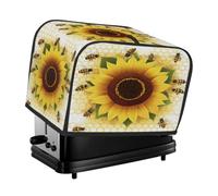 Yellow Sunflower Bees Honeycomb Toaster Cover 4 Slice Toaster Cover, Dust Cover Kitchen Small Appliance Cover