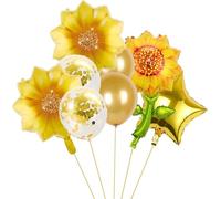 Yellow Sunflower Birthday Balloons Aluminum Foil Sunflower Shaped Mylar Balloons for Sunflower Theme Party Wedding Baby Shower Decor (8Pcs) Visit the BIEUFBJI Store