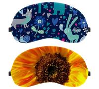 Yellow Sunflower Bloom 2 Packs Eye Mask, Sleeping Eye Mask for Side Sleeper, Zero Eye Pressure Night Blindfold, Adjustable Sleep Cover, Completely Block Out Light Eye Shade