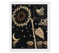 Yellow Sunflower Bumble Bee Black Fall Diamond Painting Kits for Adults Beginner 5D Round Drill Full Diamonds Pictures Gem Art Kits Crafts Gift DIY Diamond Art Kits for Home Wall Decor 16"x20"
