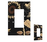 Yellow Sunflower Bumble Bee Black Fall Wall Plate Cover Modern Decorative 1 Gang Light Switch Cover Unbreakable Receptacle Outlet Covers For Living Room Bedroom Home Decor 1 Gang