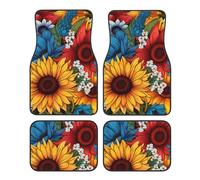 Yellow Sunflower Car Mats 4 Pieces Spring Daisy Universal Floor Car Mats Non-Slip Vehicle Carpet for SUV Van Truck Sedan