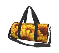Yellow Sunflower Duffle Bag With Shoes Compartment And Adjustable Strap,Foldable Travel Duffel Bags For Men Women,Waterproof Duffel Bags, Black, One Size