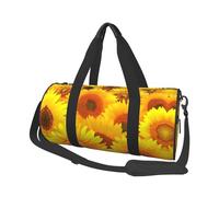 Yellow Sunflower Duffle Bag With Shoes Compartment And Adjustable Strap,Foldable Travel Duffel Bags For Men Women,Waterproof Duffel Bags, Black, One Size