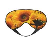 Yellow Sunflower Field Print Sleep Mask Silk Eye Cover Soft Satin Blindfold Elastic Strap Night Eyeshade Travel Nap for Women Men