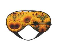 Yellow Sunflower Field Print Sleep Mask Silk Eye Cover Soft Satin Blindfold Elastic Strap Night Eyeshade Travel Nap for Women Men