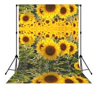 Yellow Sunflower Floral Print 5×7ft Photo Backdrop, Seamless Background Cloth For Studio And Portrait Photography Wedding Party