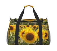 Yellow Sunflower Floral Print Everyday Use Travel Duffle Bag Large Capacity Travel Bag Stylish Functional Bag, Black, One Size