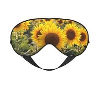 Yellow Sunflower Floral Print Functionality Cozy Eye Mask Adjustable Strap Nap Night Travel Camping Yoga Relax