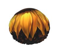 Yellow Sunflower Floral Printed Double Layer Lined Shower Cap,Shower Caps For Women Reusable